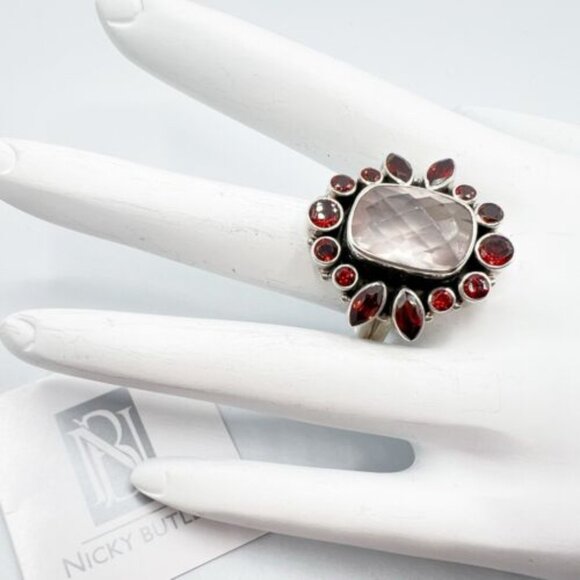 🌟NICKY BUTLER One of a Kind 925 Silver Rose Quartz Garnet Size 9 Ring NE… - Picture 9 of 15